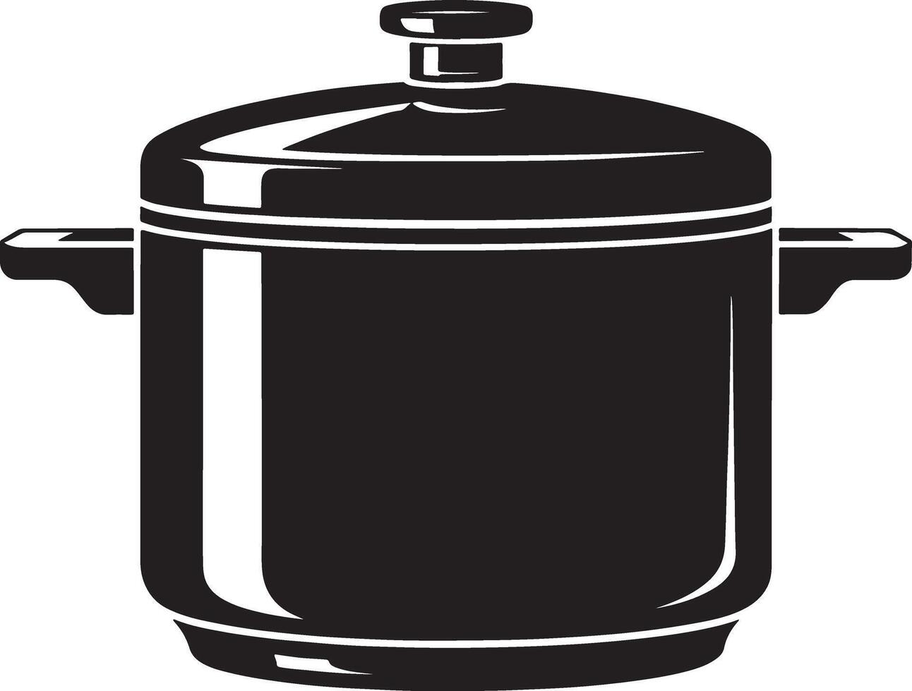 Black and white illustration of a cooking pot vector