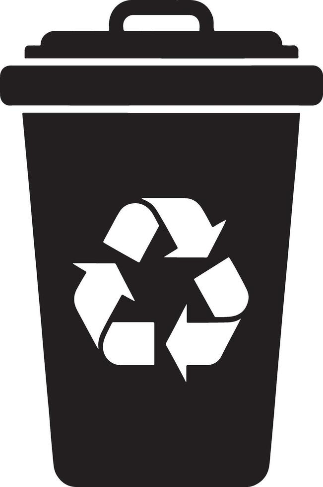 Recycling bin icon black silhouette with recycle symbol vector