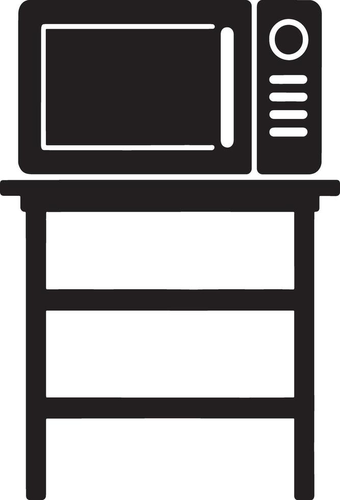 Microwave oven on a two tiered stand simple black icon vector