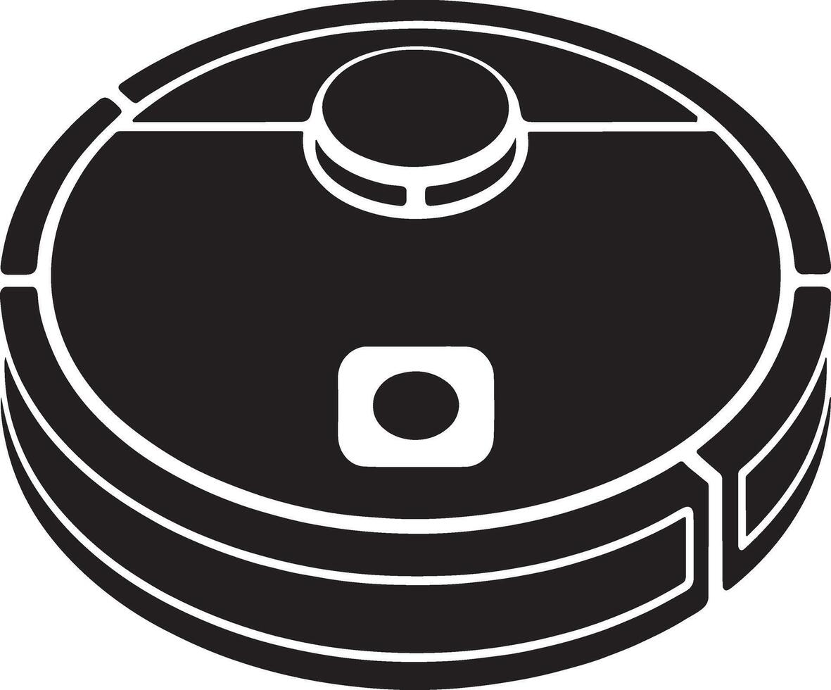 Black and white icon of a robotic vacuum cleaner vector