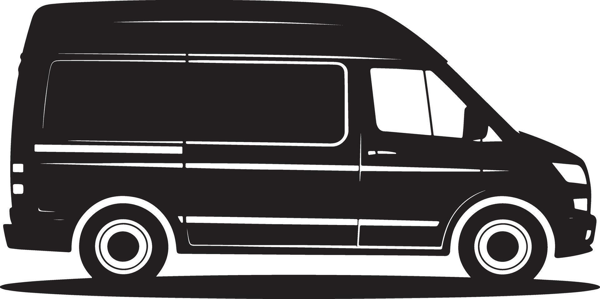 Black and white silhouette of a delivery van vector