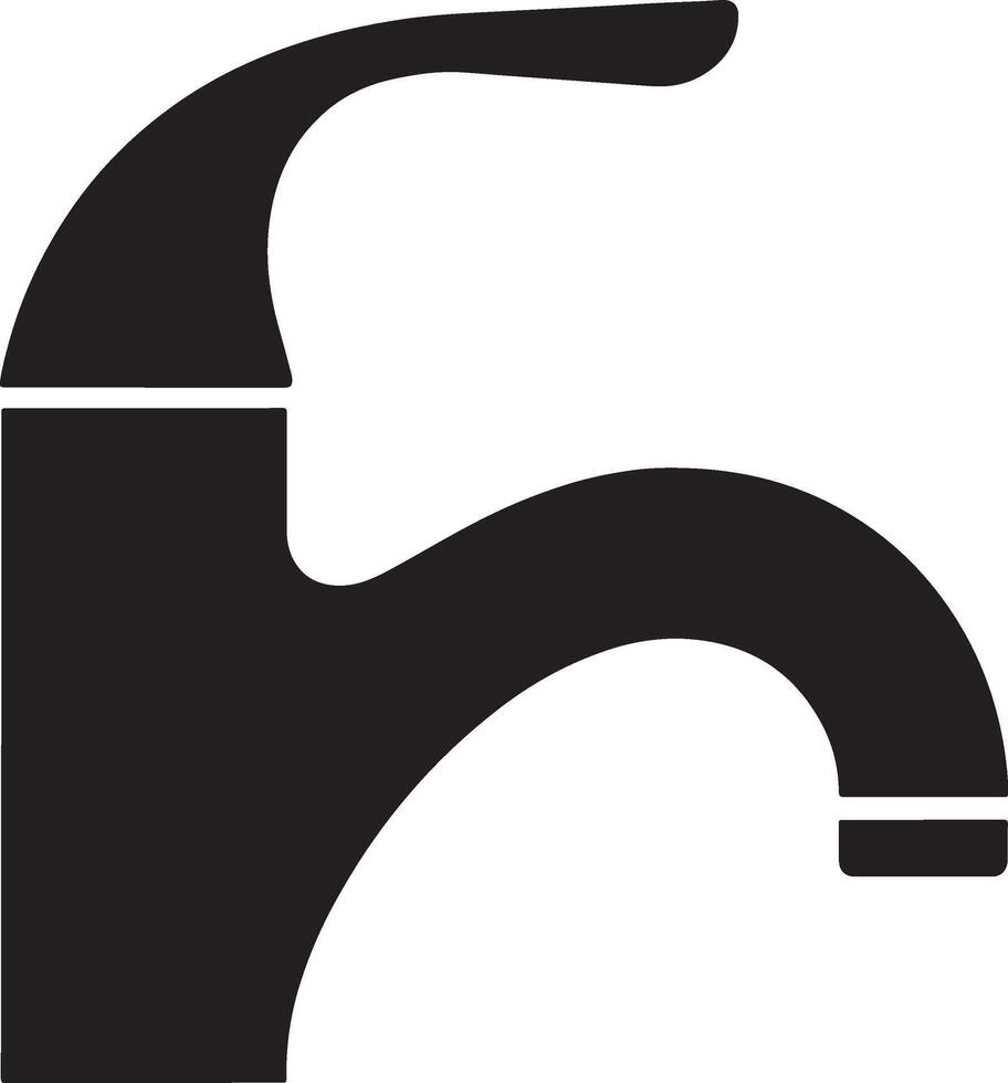 Simple black silhouette icon of a modern bathroom faucet vector