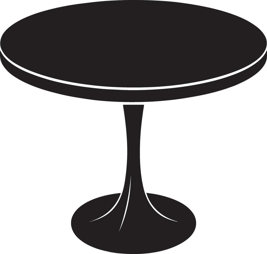 Simple black silhouette of a round pedestal table vector