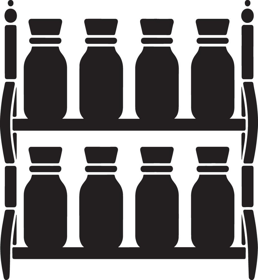Two tiered spice rack with eight jars vector