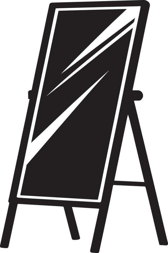Full length black silhouette of a freestanding mirror vector