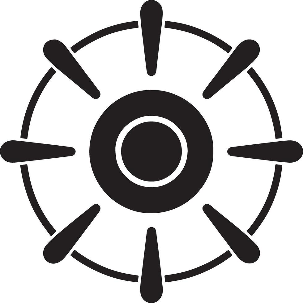 Simple black and white ship wheel icon vector