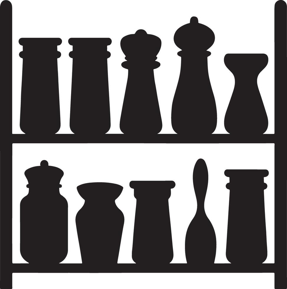 Two tiered spice rack with various shaped containers and a spoon vector