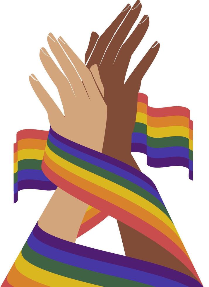 Rainbow hand illustration. LGBT concept icon. Realistic style illustration vector