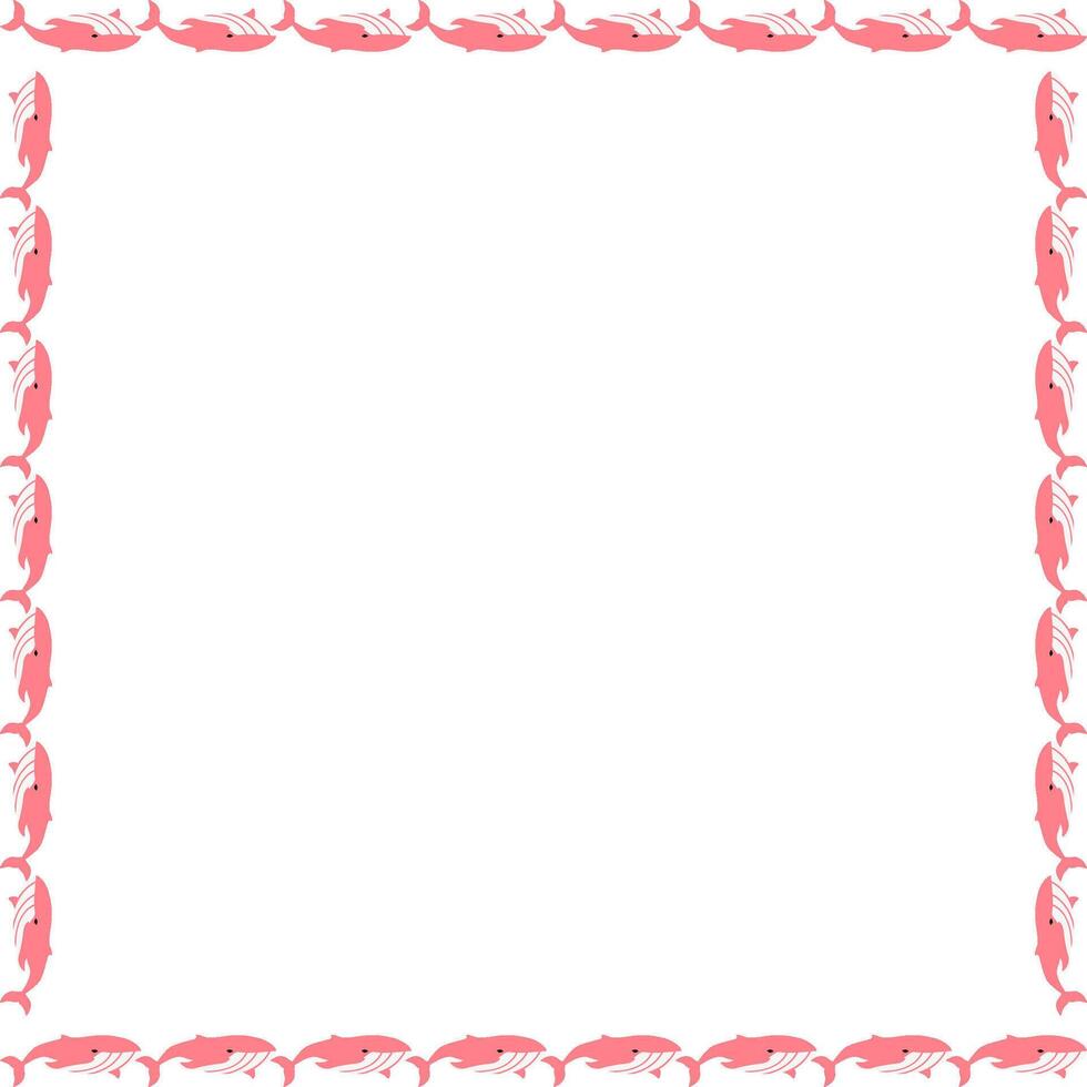 Pink whale frame. sea life frame for text. Simple baby shower template element for design vector