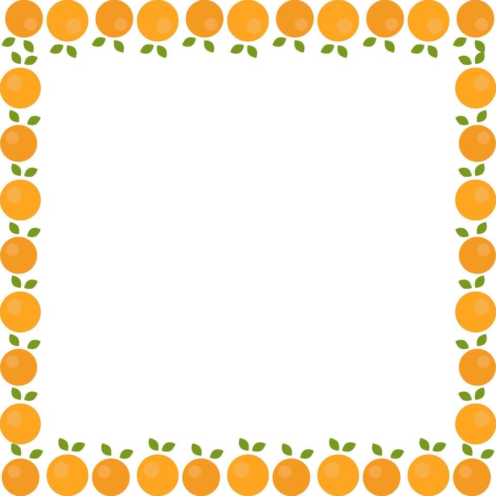 Tangerine fruit frame. Oranges simple sweet fruits border. illustration vector