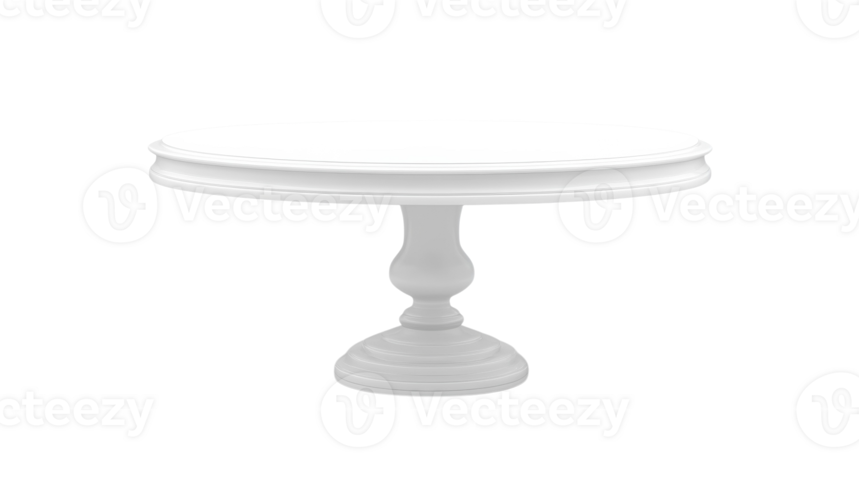 A white table with a pedestal base and a round top png