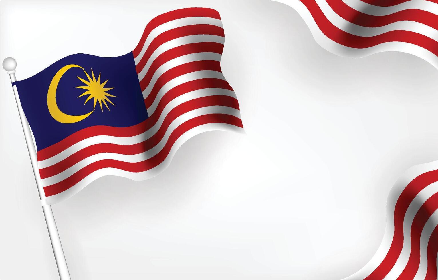 flag of malaysia waving in the wind on white background vector