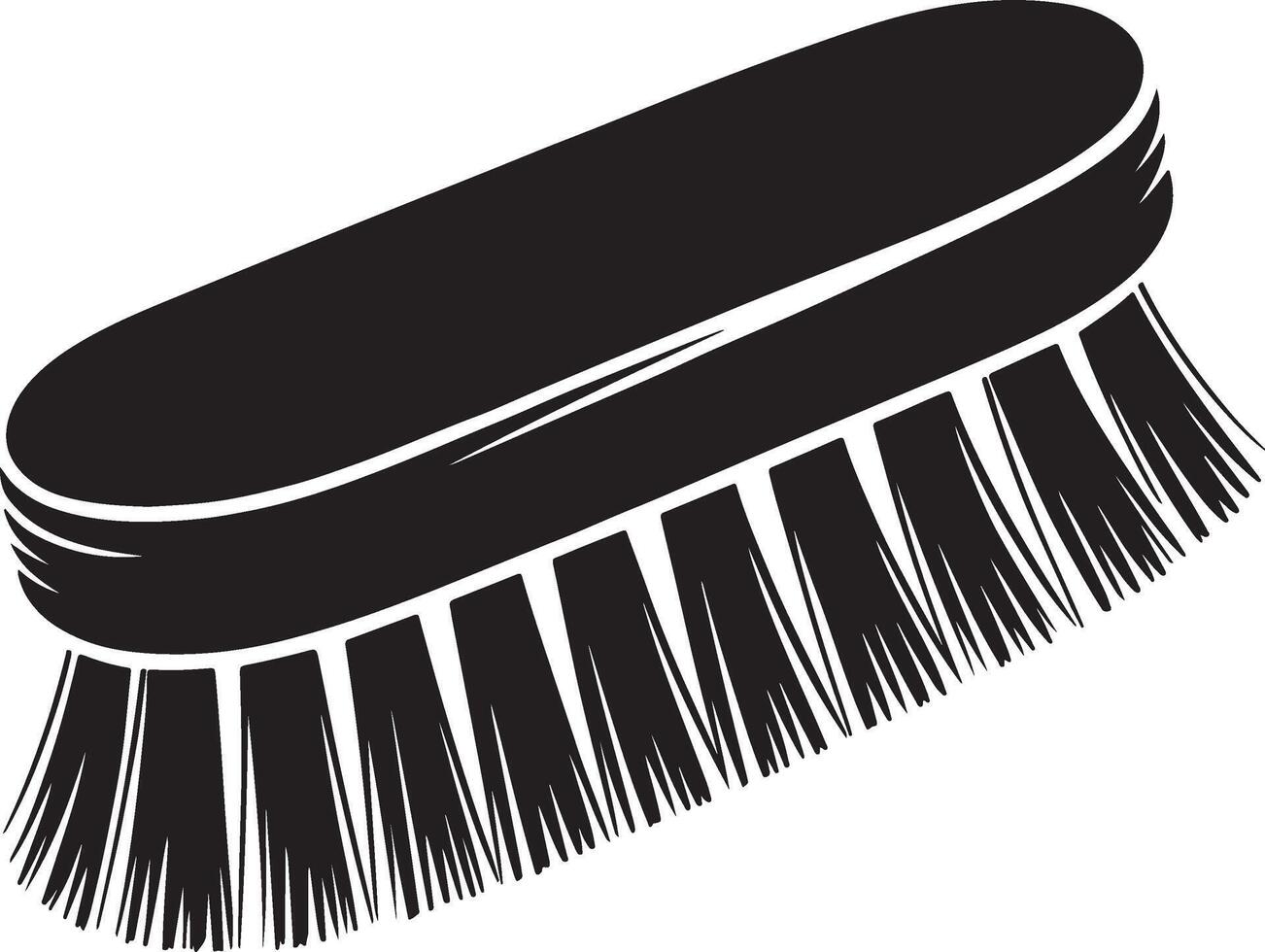 Black and white illustration of a hand brush for cleaning vector