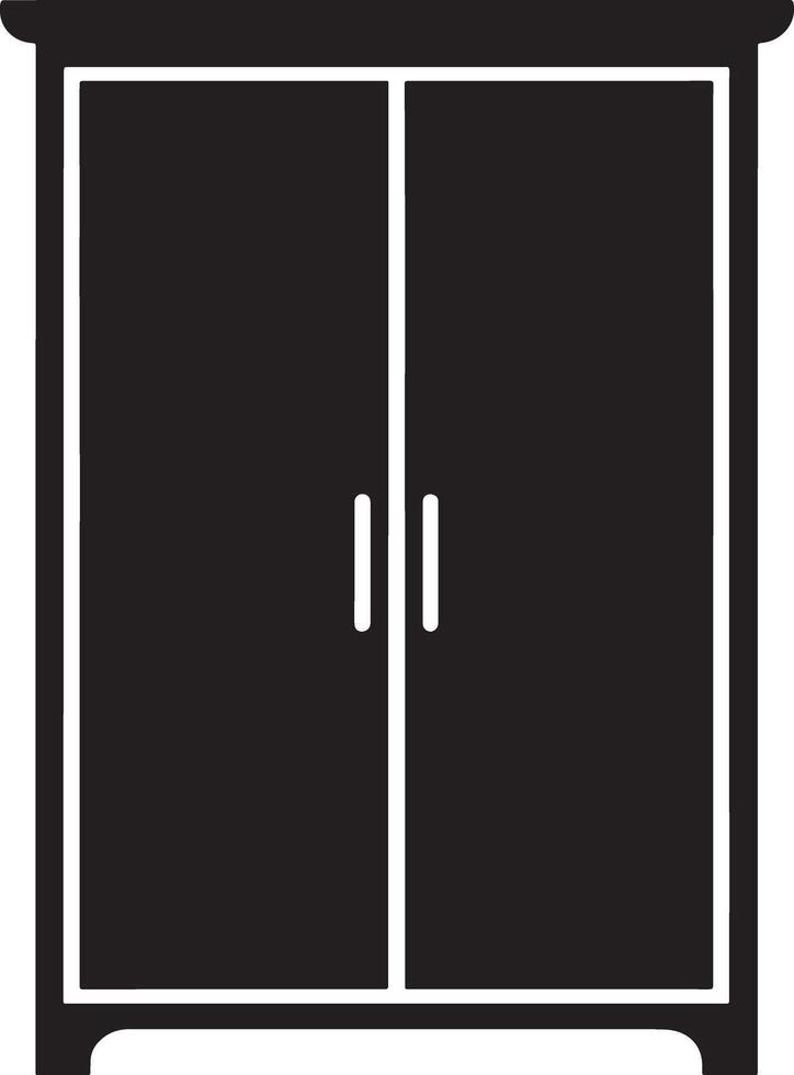 Simple black silhouette of a double door armoire cabinet vector