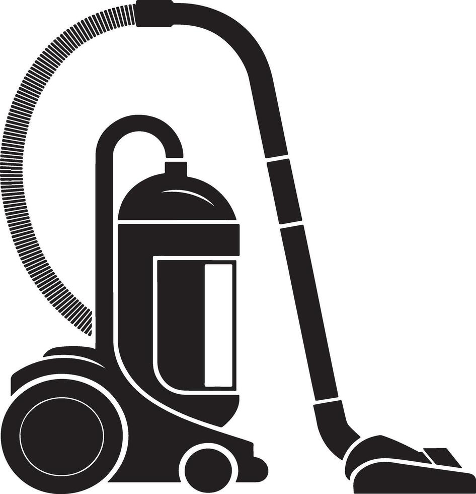 Black and white silhouette of a upright vacuum cleaner vector