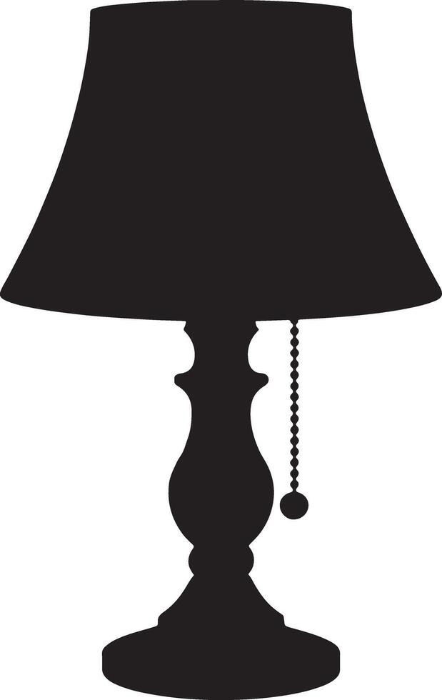 Classic table lamp silhouette with pull chain for interior design vector