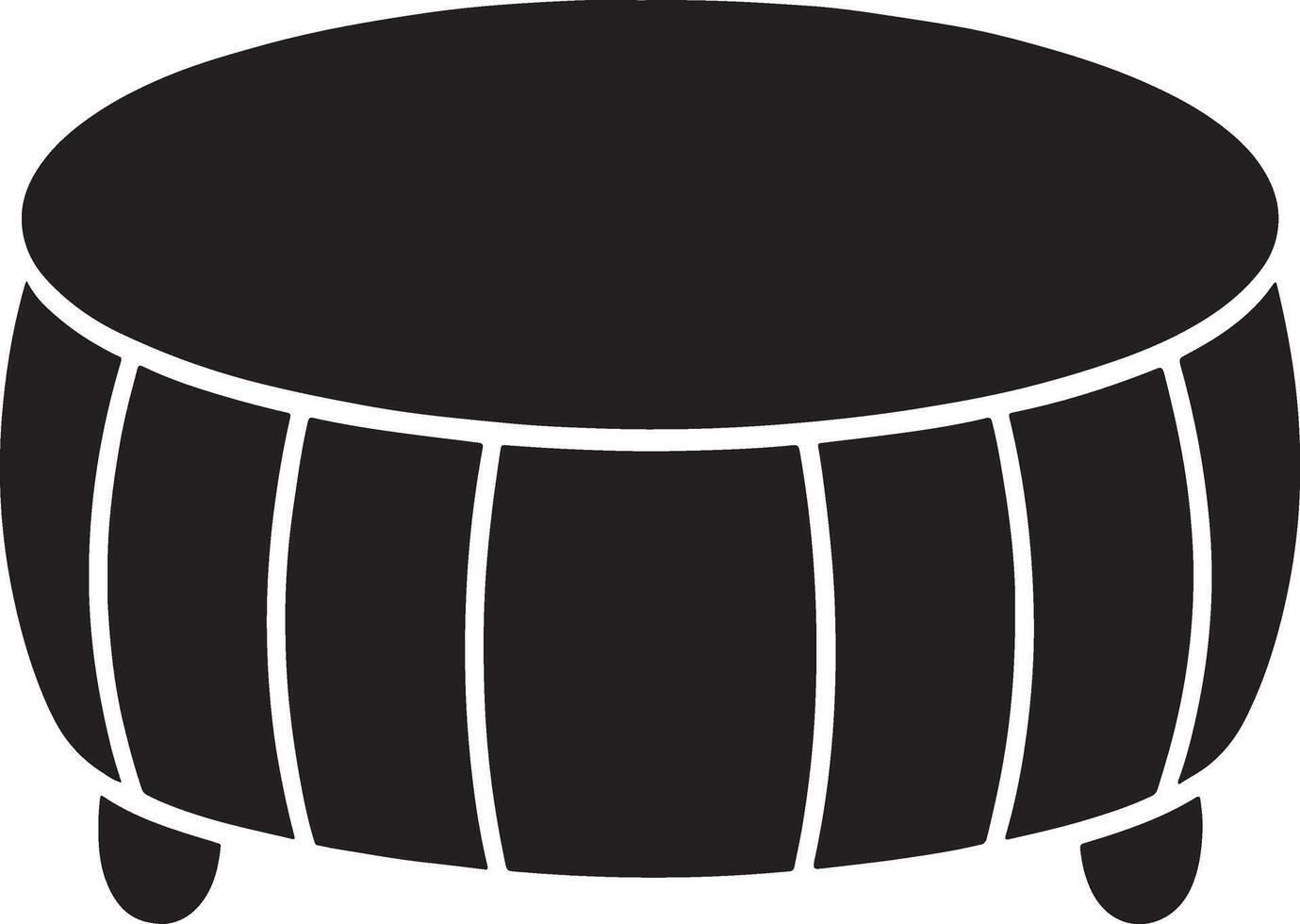 A simple black silhouette of a round wooden coffee table with short legs vector