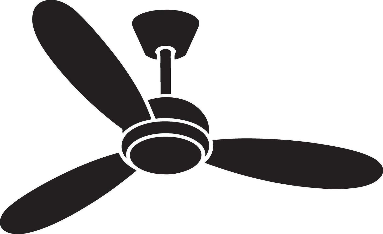 Simple black silhouette of a three blade ceiling fan icon vector