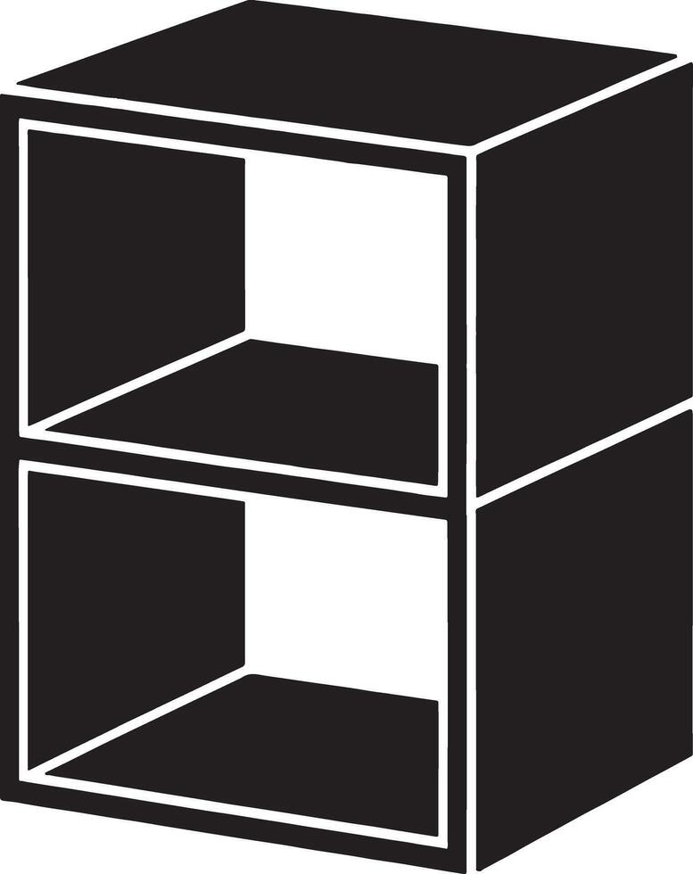 Two shelf black cubby unit icon illustration vector