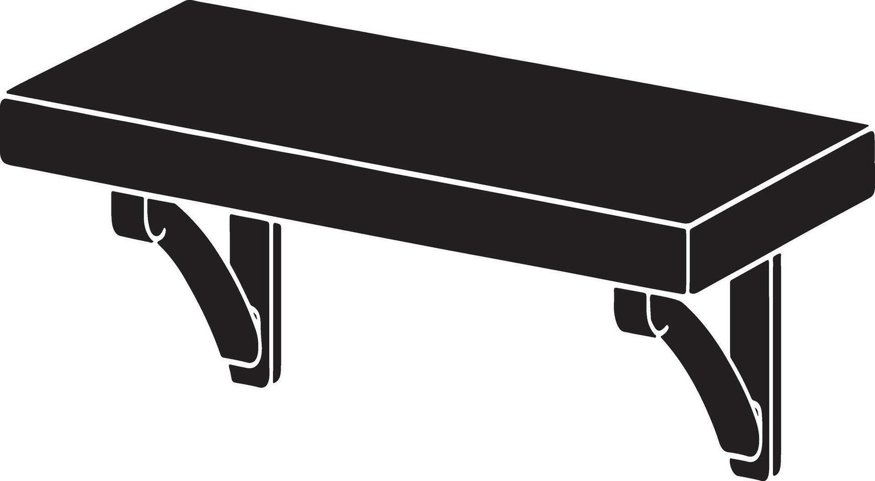 Simple black silhouette of a wooden wall shelf with brackets vector