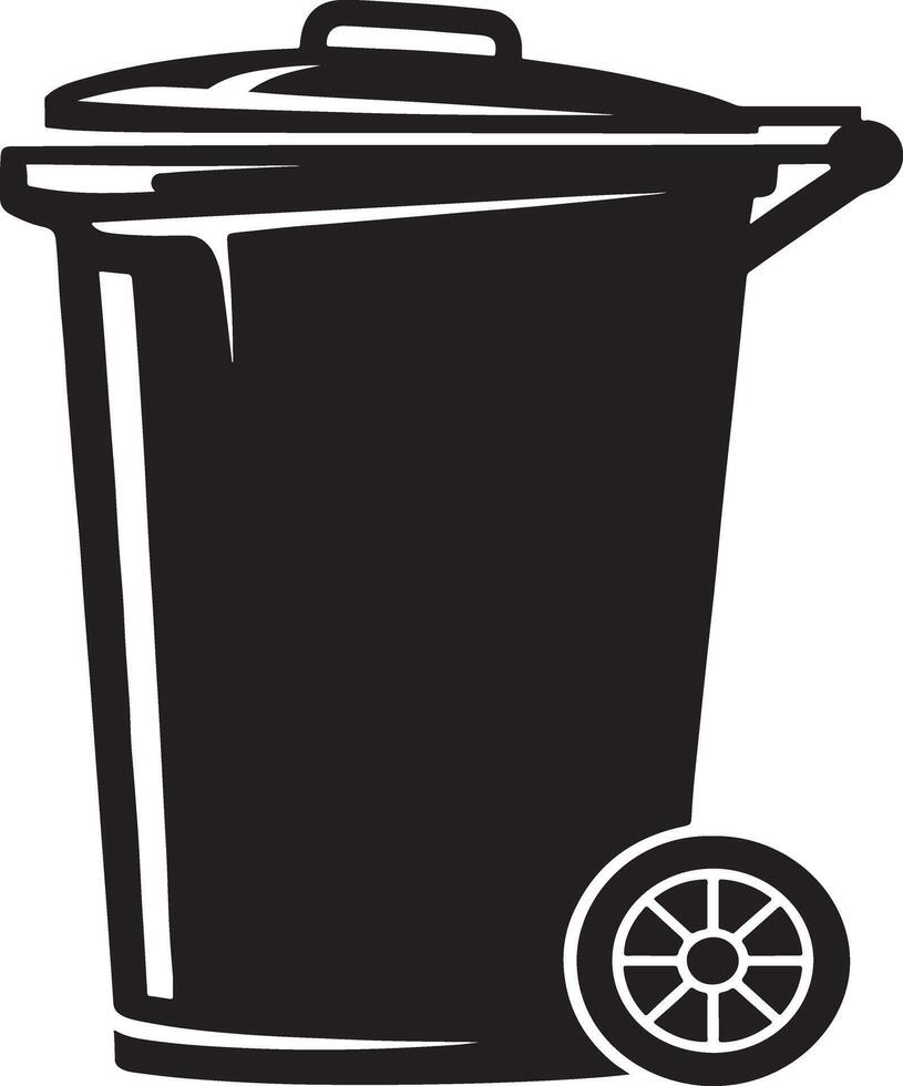 Wheeled waste bin icon black silhouette vector