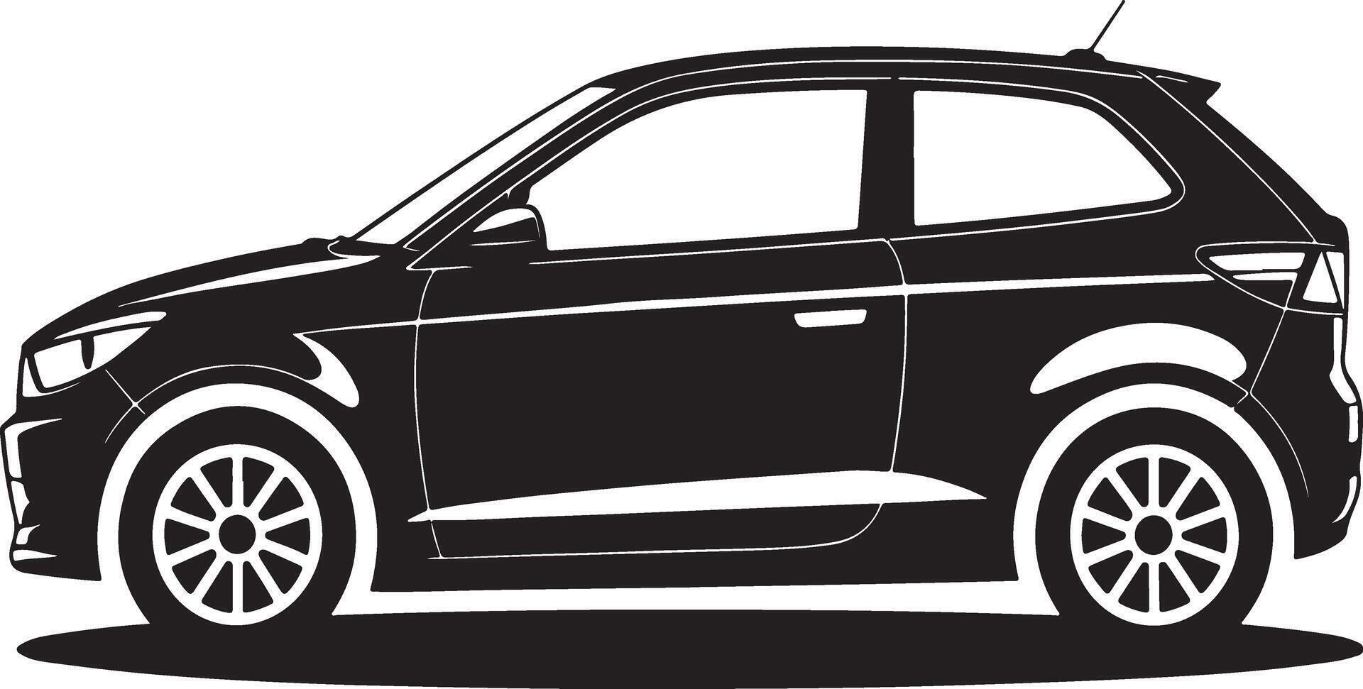Black and white silhouette of a modern hatchback car vector