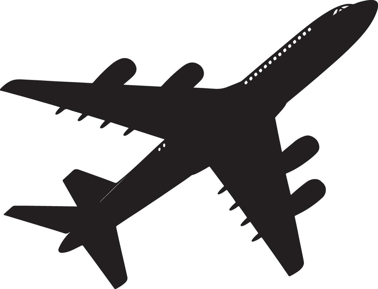 Airplane in flight silhouette a simple black and graphic vector