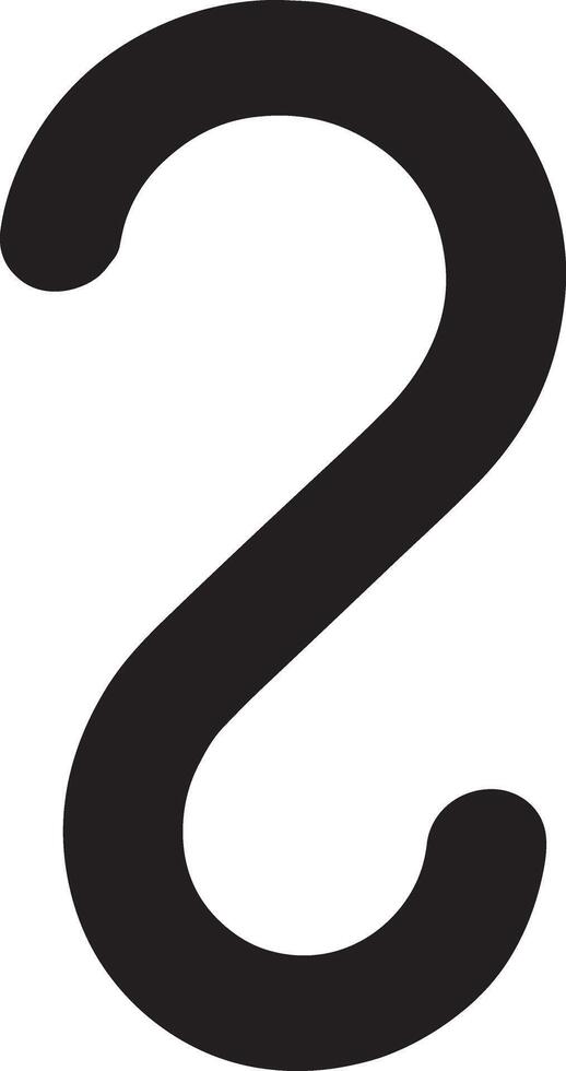 Bold black s shaped hook graphic design element vector