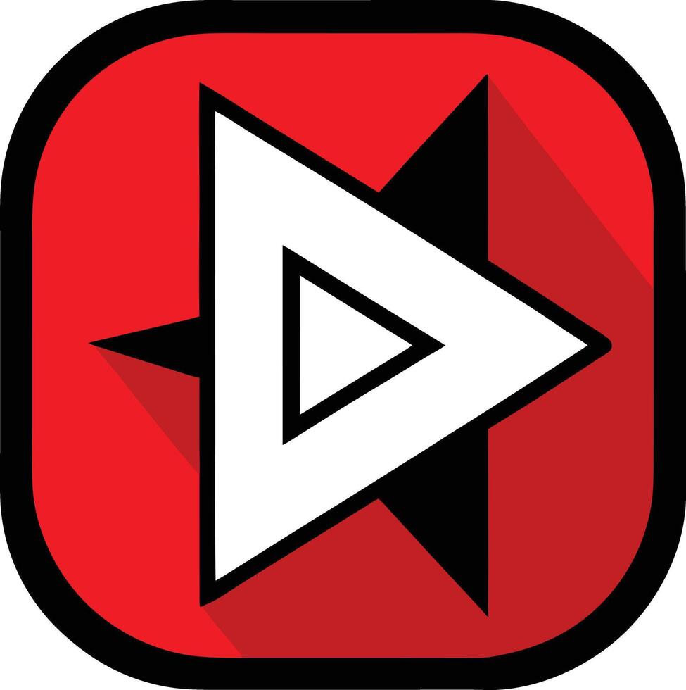 Abstract red and black play button icon vector