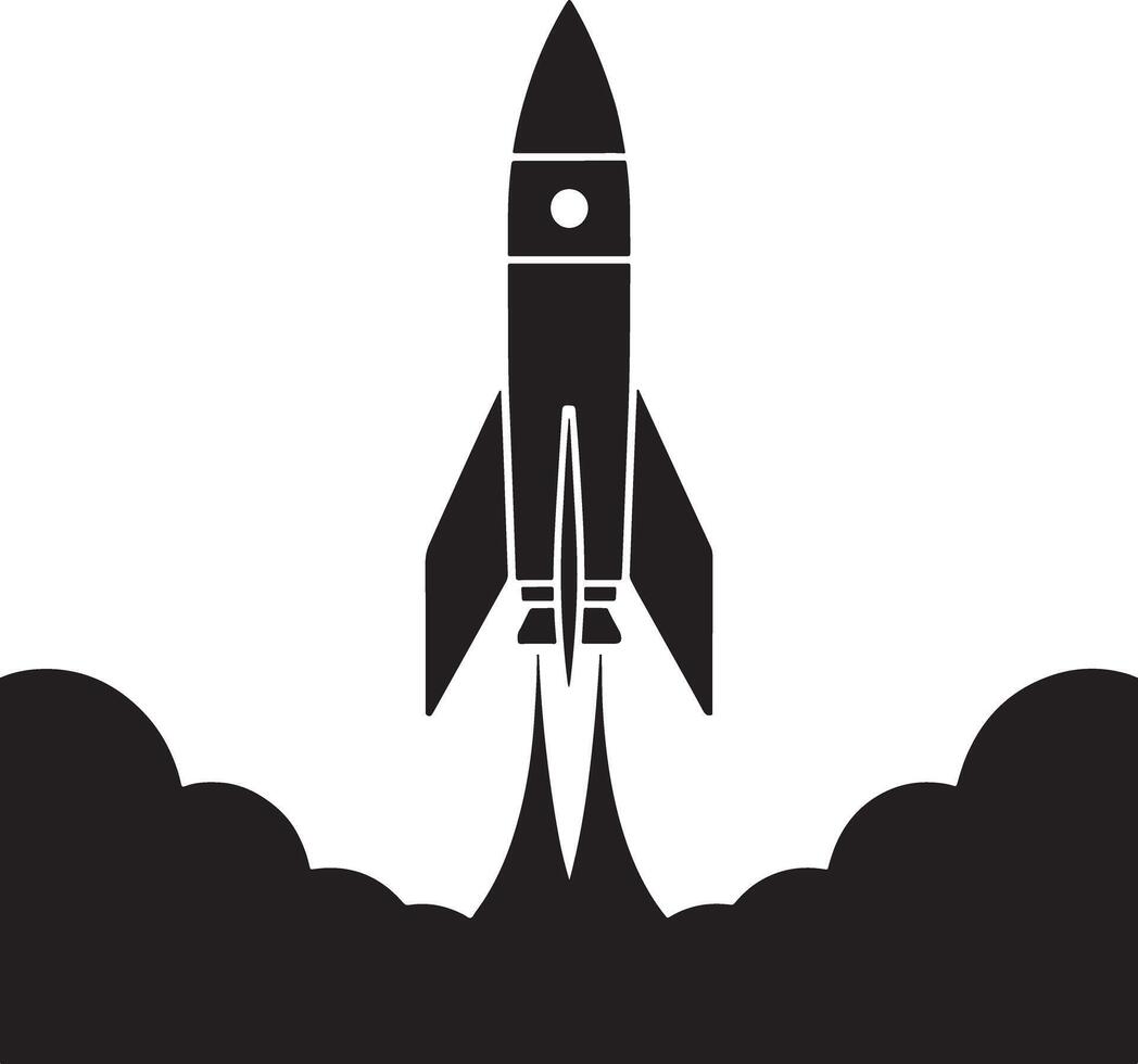 Rocket launching silhouette vector