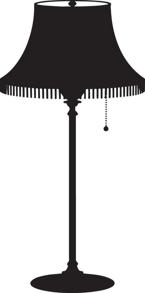 Black silhouette of elegant table lamp with fringe detail vector
