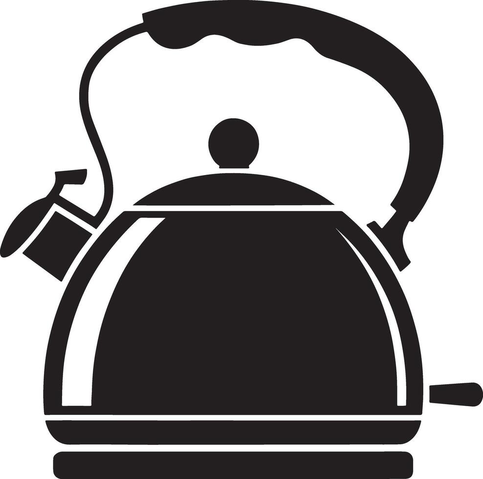 Black and white illustration of a modern electric kettle vector