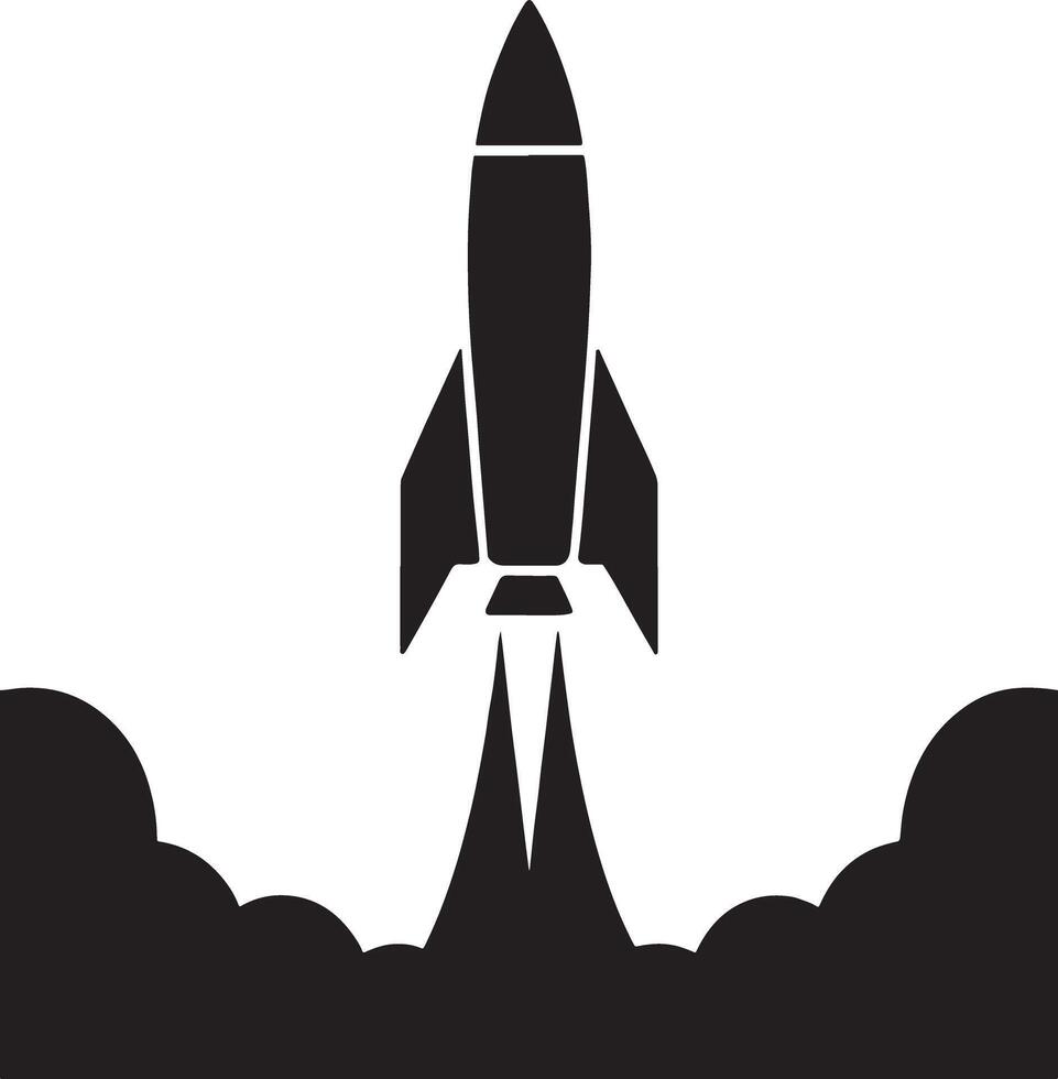 Rocket launching silhouette icon vector