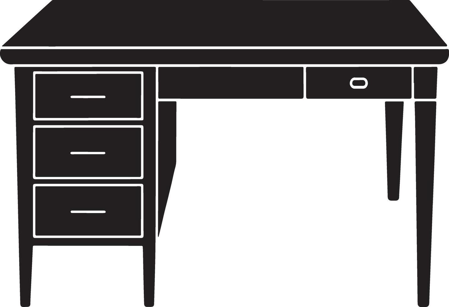Classic wooden desk with three drawers and a single drawer vector