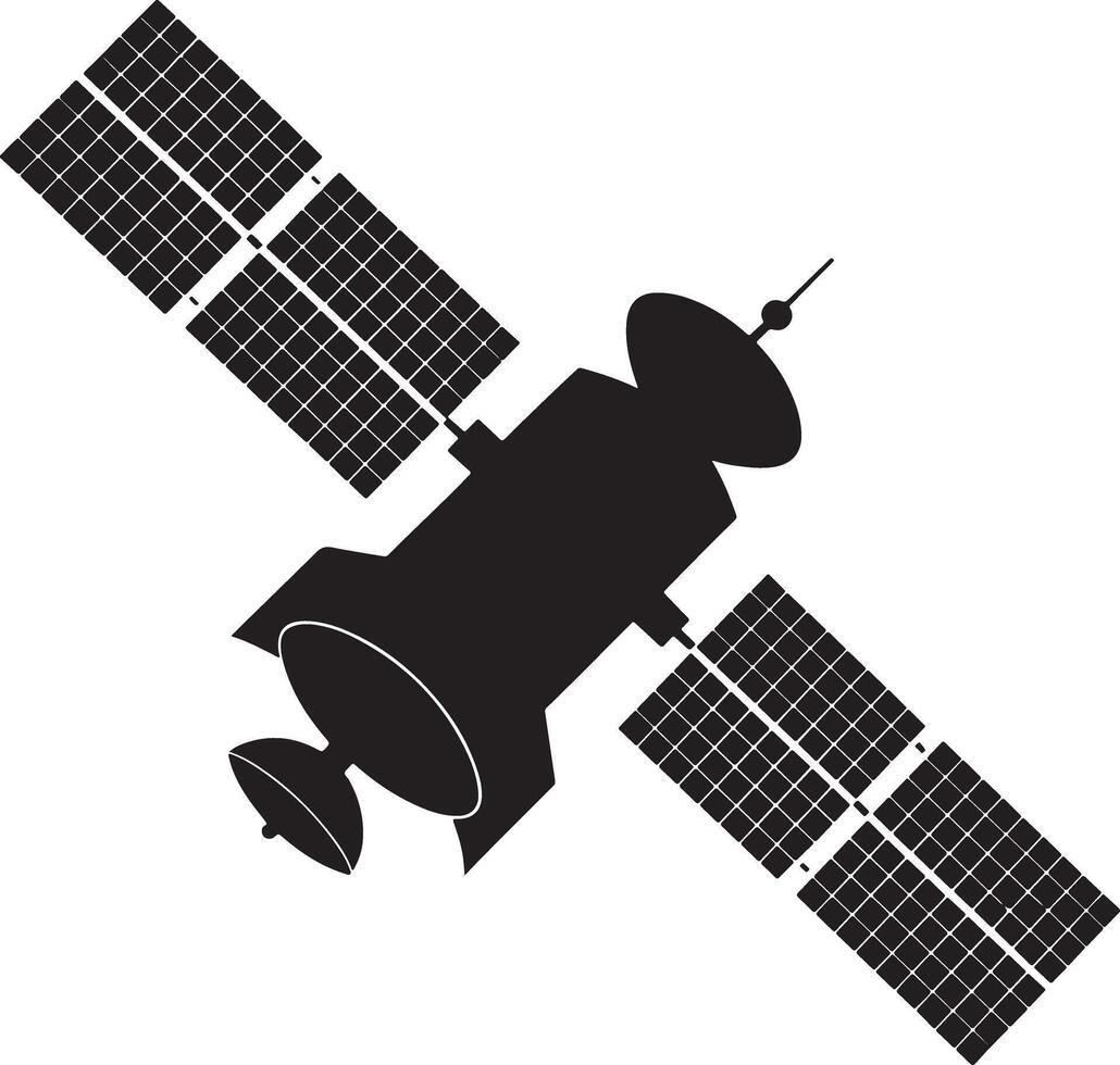 Satellite in space silhouette icon vector