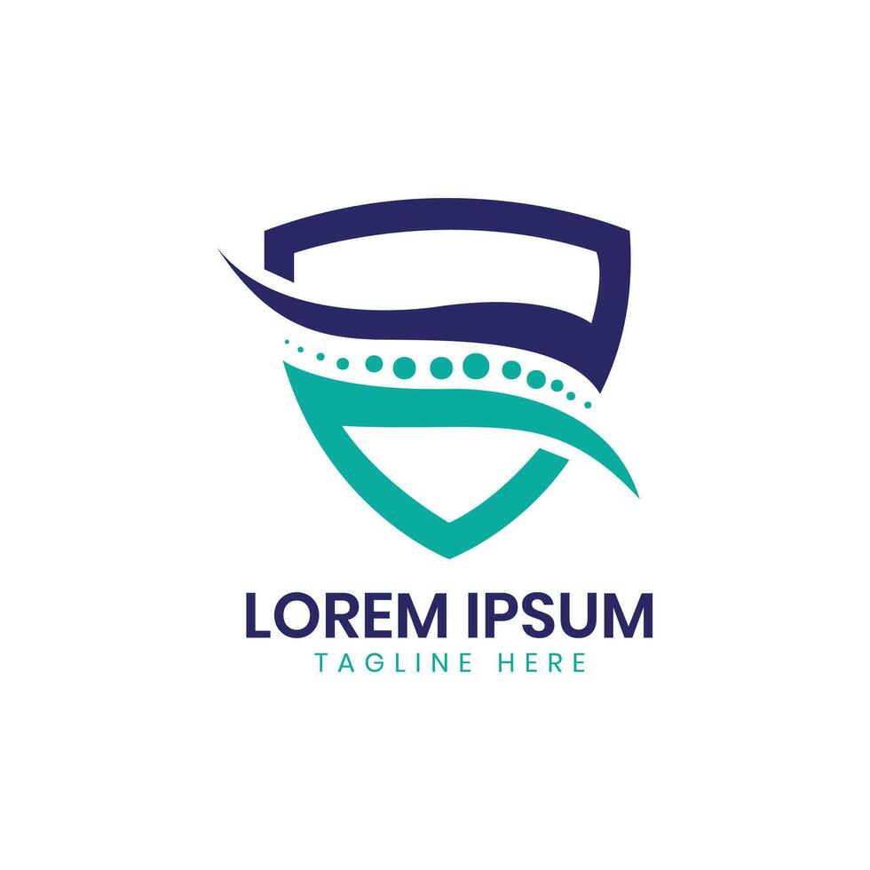 Healthcare spine shield logo design medical care concept chiropractic pain physiotherapy vector