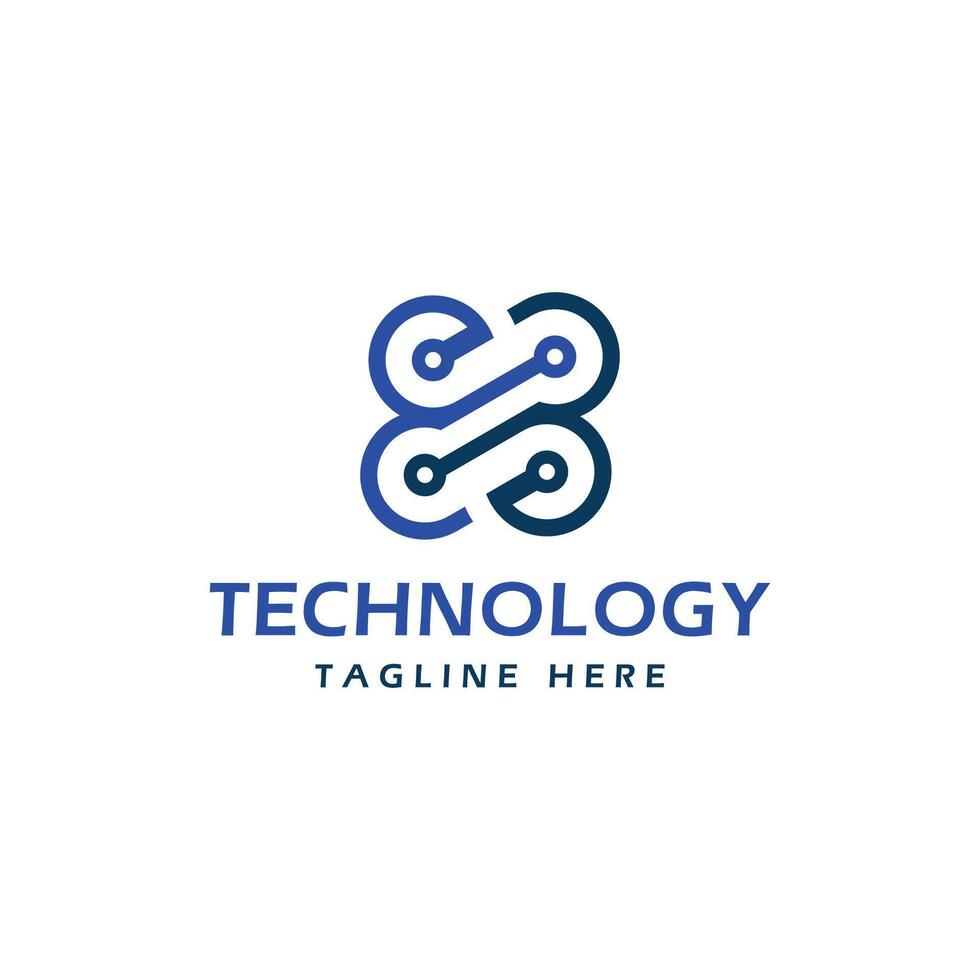 technology logo design circuit creative modern minimal concept design vector