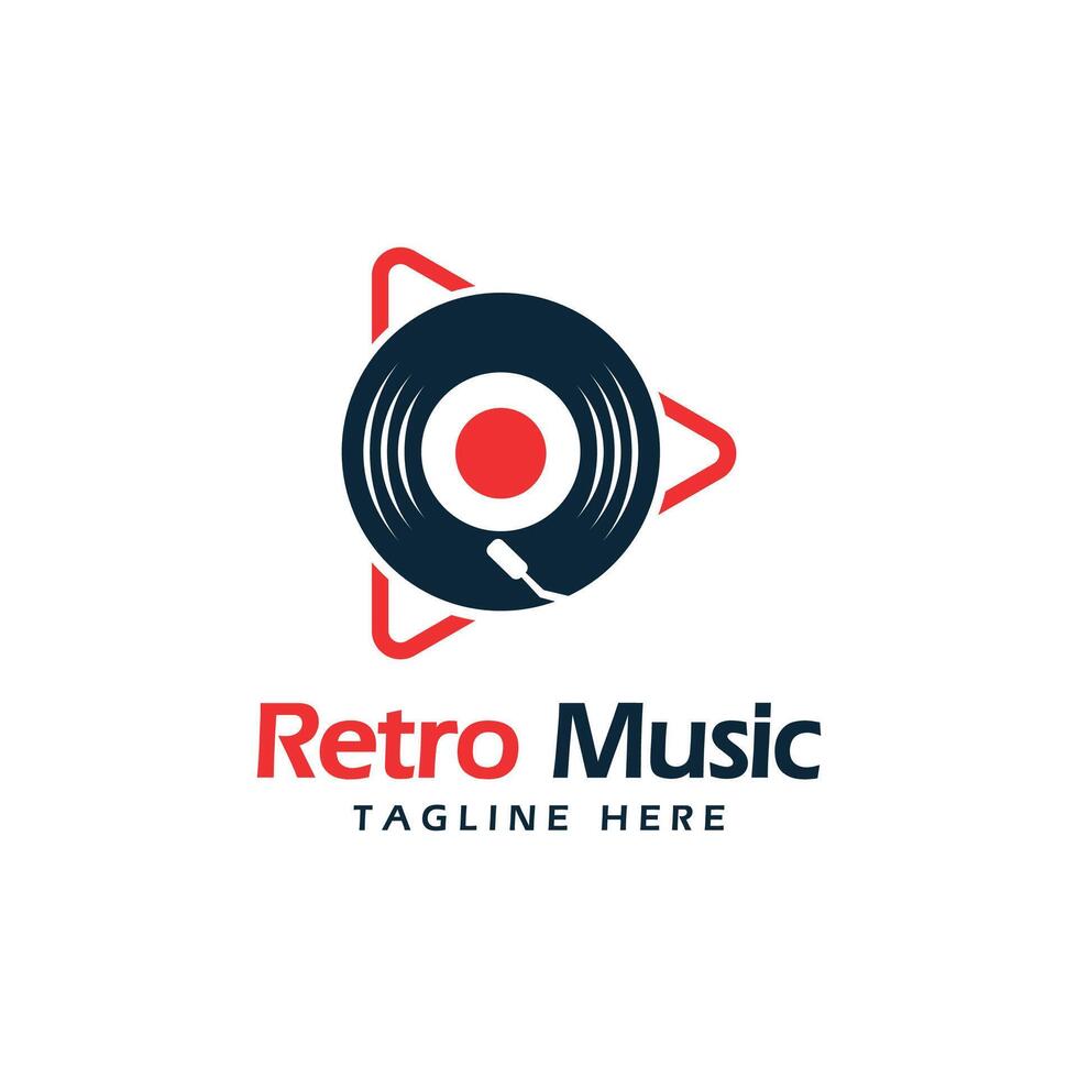 retro music play icon logo design modern concept old style music player gramophone vector