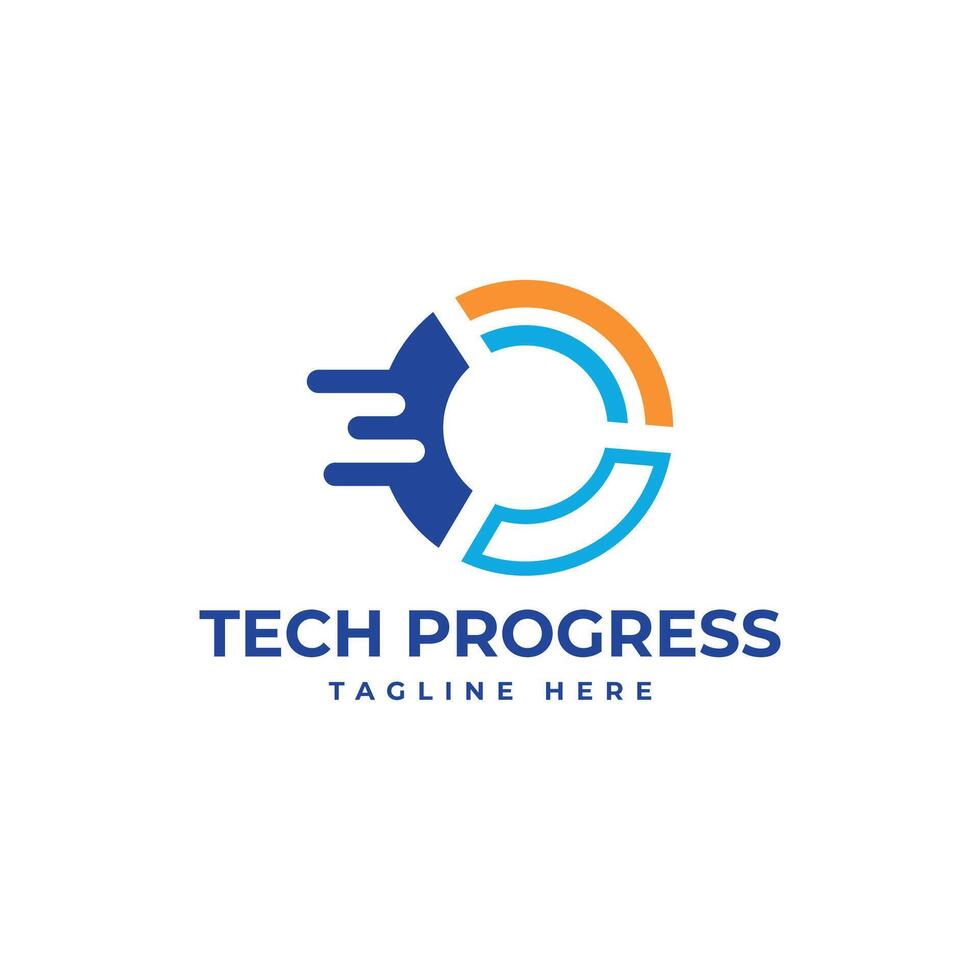 tech progress solution logo design creative modern minimal concept vector