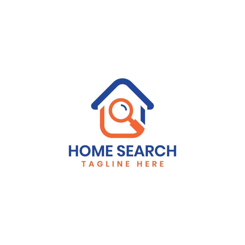 home search logo design house search icon modern home finding real estate business vector