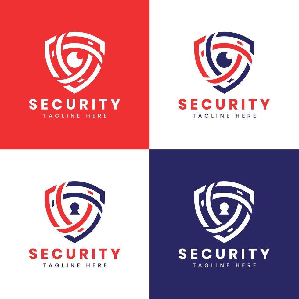 security shield logo design modern minimal concept security service cyber security eye lock sign vector