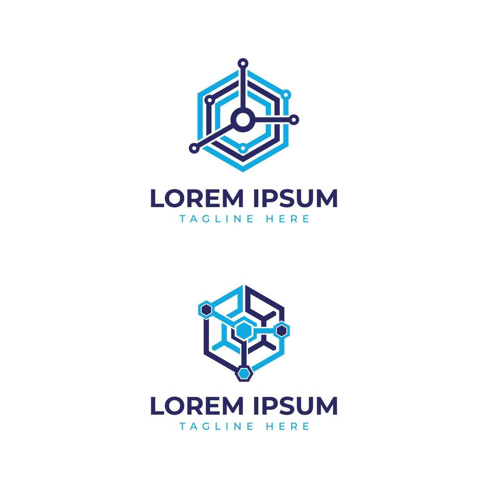 Technology logo design Hexagon shape unique circuit design modern minimal creative vector