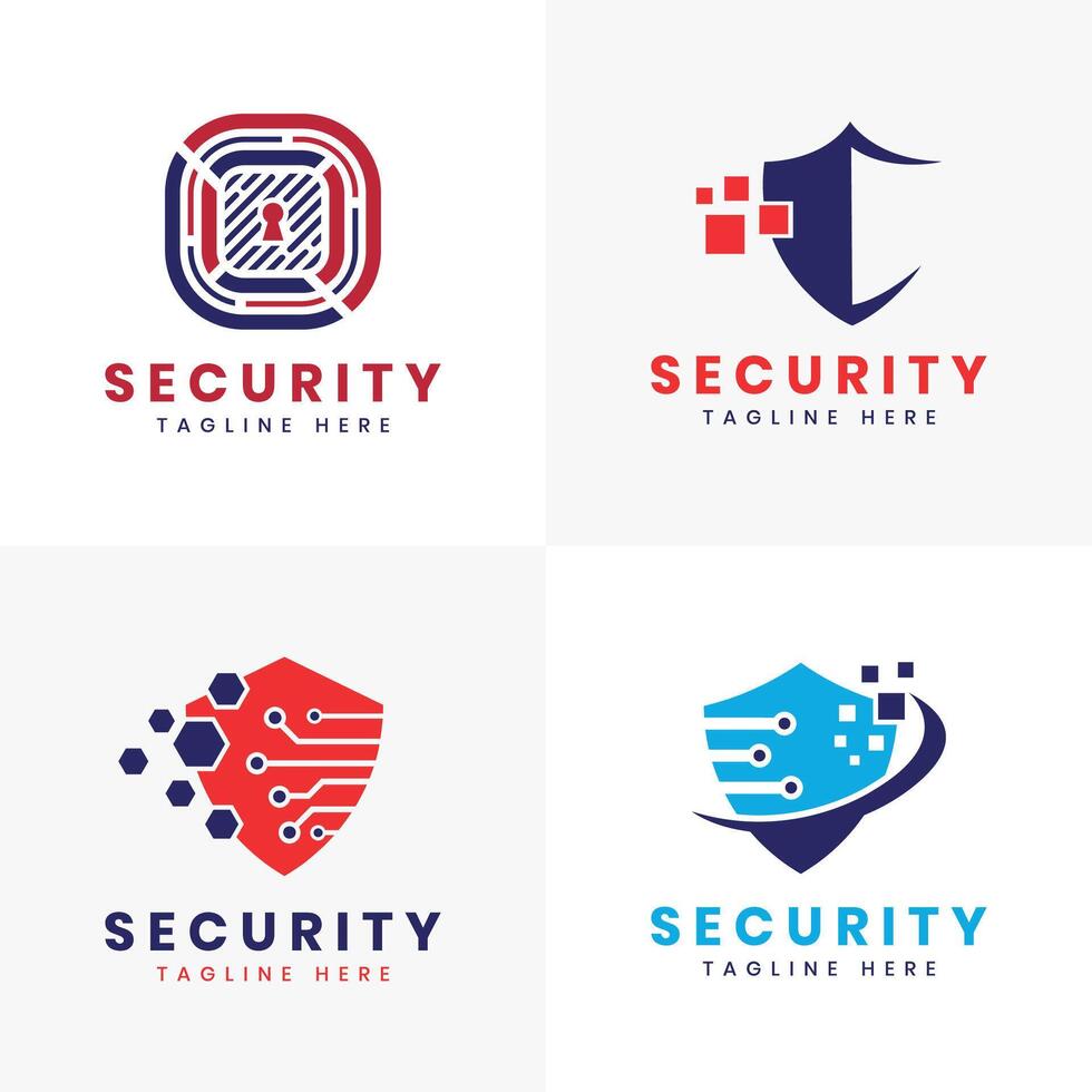 Security technology logo bundle design modern minimal concept shield concept vector