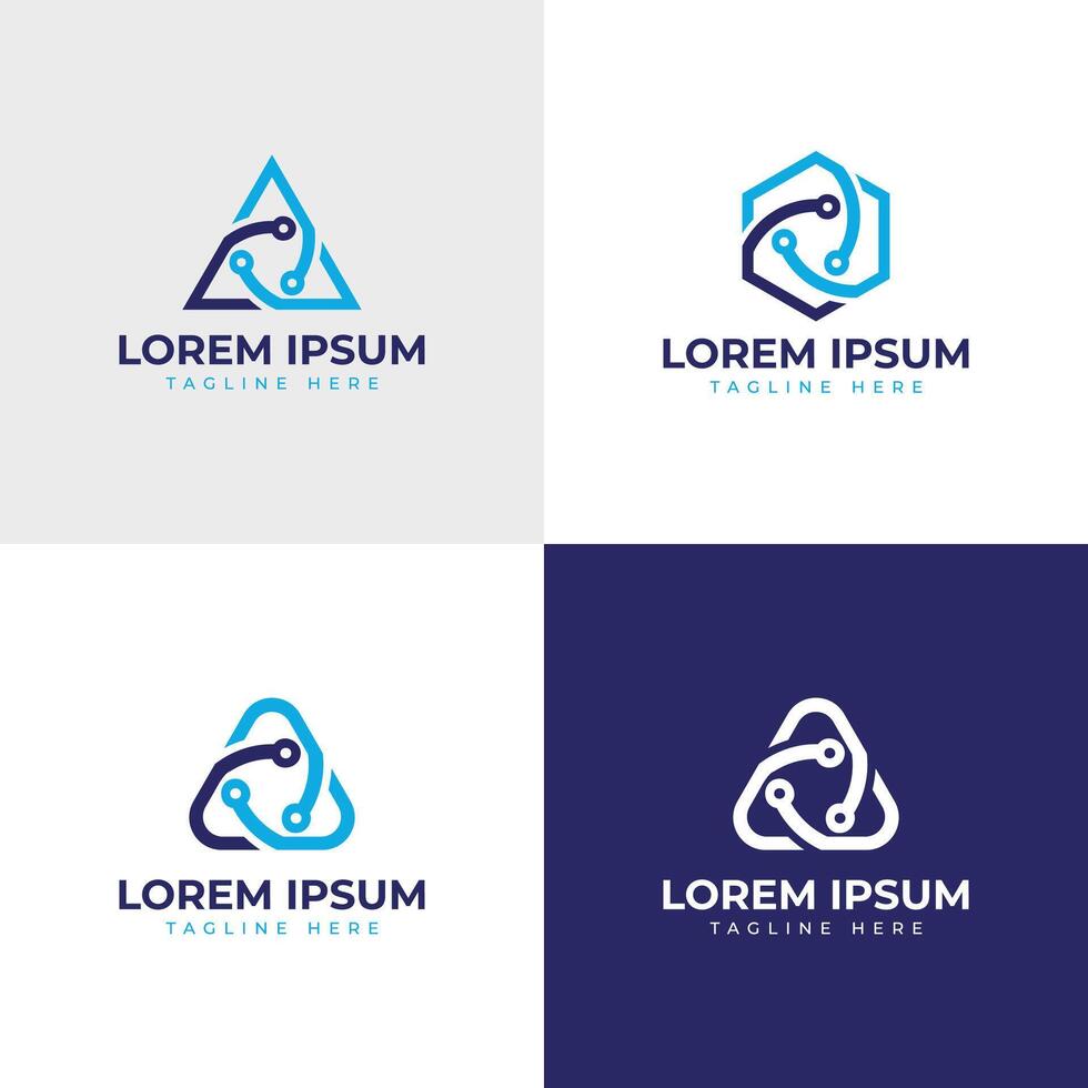 Technology logo bundle design collection modern minimal concept tech business startup vector