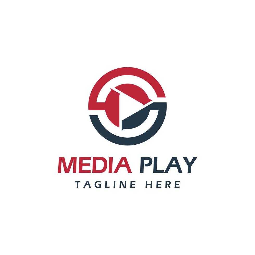 media play button logo design concept creative modern minimal vector