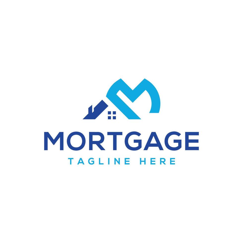 letter mark m mortgage logo design monogram home roof shape property sign vector