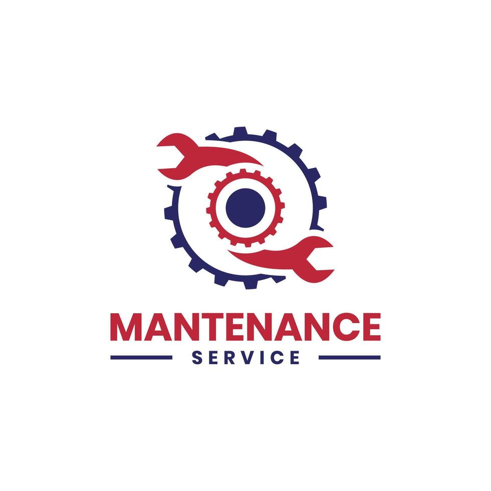 maintenance logo design service concept wrench gear cog industrial company vector