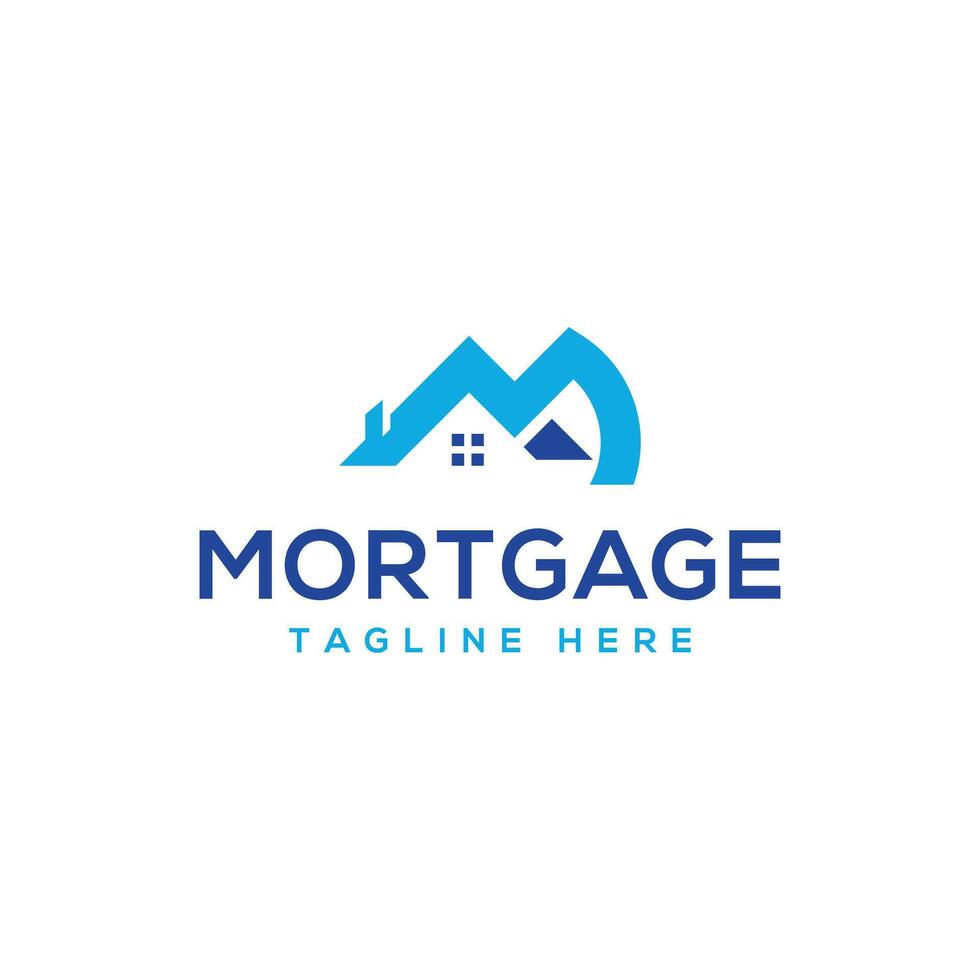 mortgage logo design letter mark m creative house shape property real estate business vector