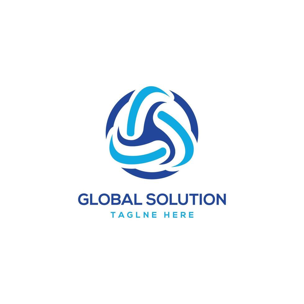 global solution logo design concept modern flat business startup company vector