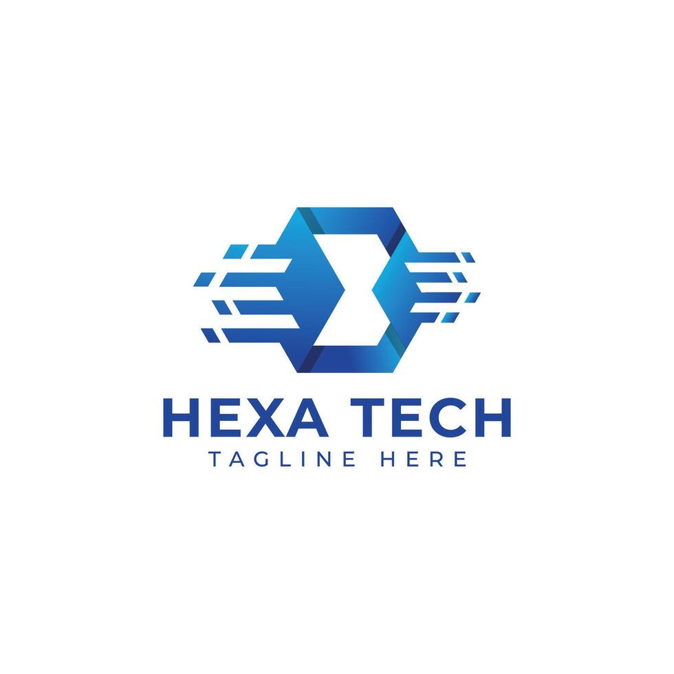 hexagon technology logo design modern minimal concept vector